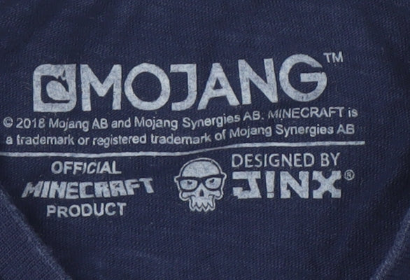 Next Boys Blue Minecraft T-Shirt 8 Years Logo Sequin