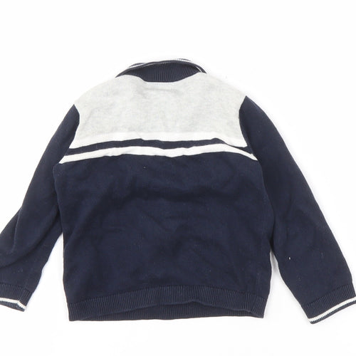 Mamas & Papas Unisex Blue 12-18M Collared Cotton Jumper