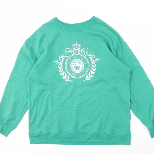 Hollister Men's Green Graphic Pullover Sweatshirt M