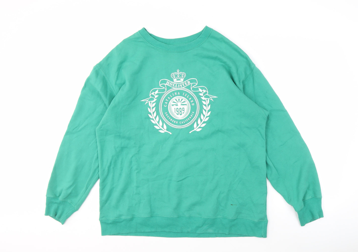 Hollister Men's Green Graphic Pullover Sweatshirt M