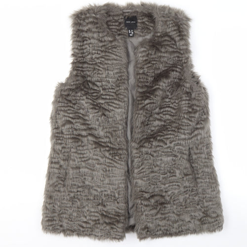 New Look Women's Grey Faux Fur Waistcoat Size 10