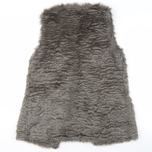 New Look Women's Grey Faux Fur Waistcoat Size 10