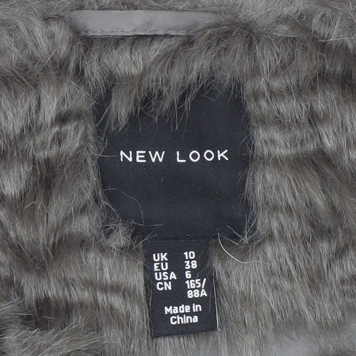 New Look Women's Grey Faux Fur Waistcoat Size 10