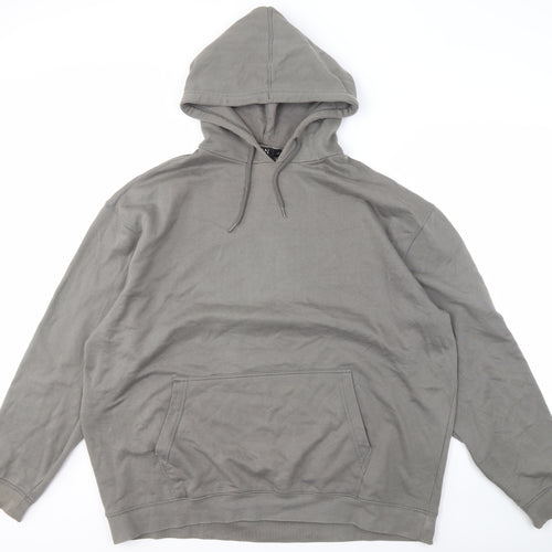 boohooMAN Men's Grey Graphic Pullover Hoodie L