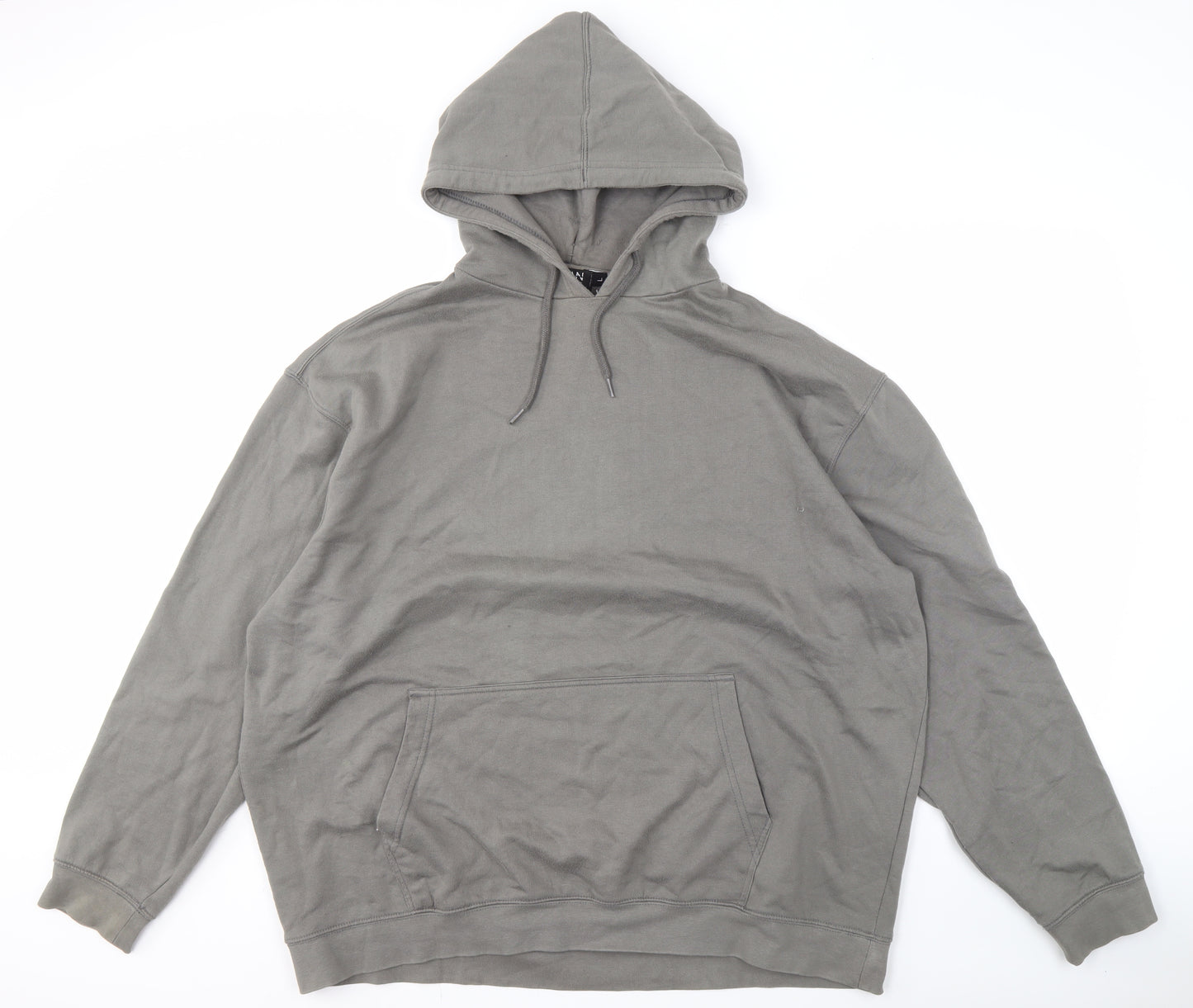 boohooMAN Men's Grey Graphic Pullover Hoodie L