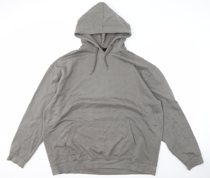 boohooMAN Men's Grey Graphic Pullover Hoodie L