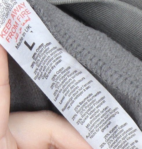 boohooMAN Men's Grey Graphic Pullover Hoodie L