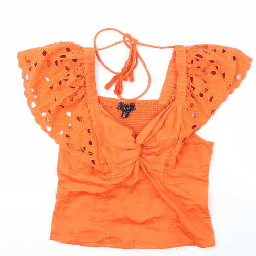 Lipsy Women’s Orange Cropped Blouse, Size 12