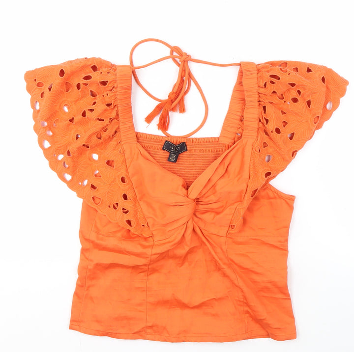 Lipsy Women’s Orange Cropped Blouse, Size 12