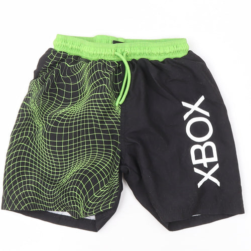 XBOX Boys Black Green Geometric Swim Shorts 10 Years