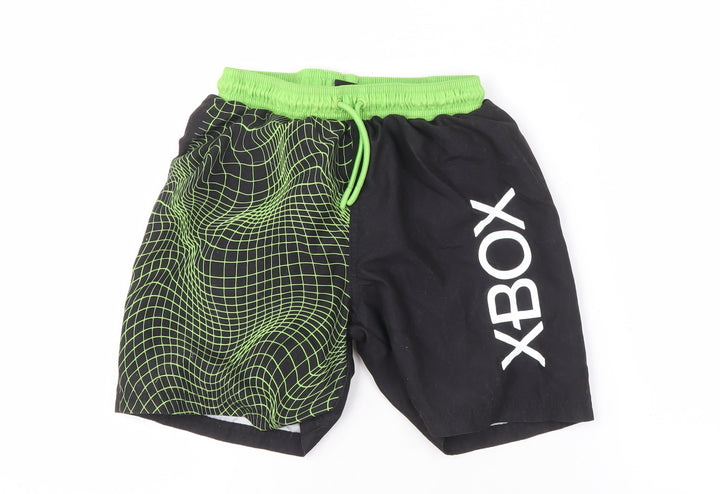 XBOX Boys Black Green Geometric Swim Shorts 10 Years