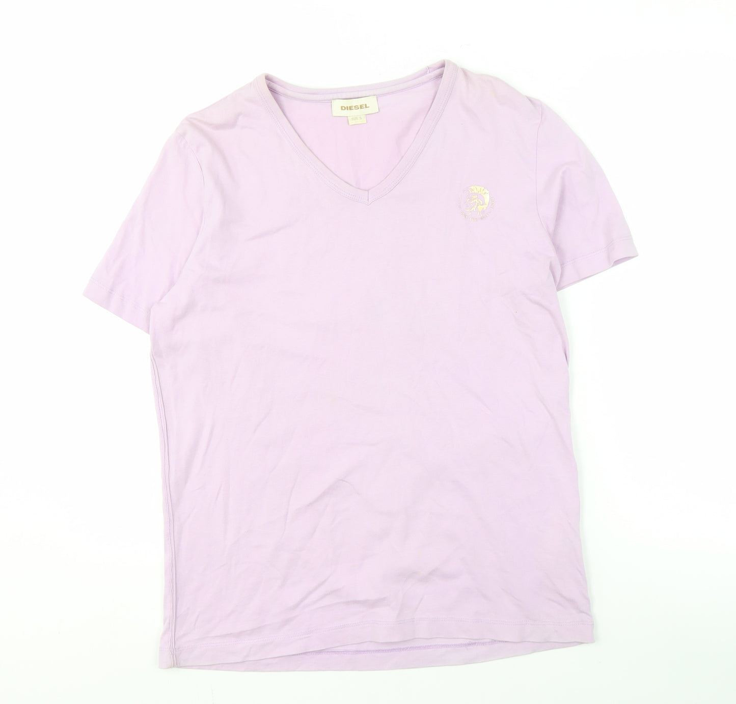 Diesel Women's Pink V-Neck T-Shirt Size S