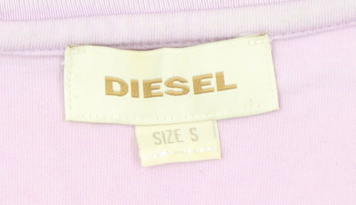 Diesel Women's Pink V-Neck T-Shirt Size S