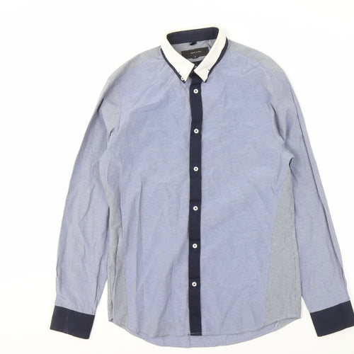 River Island Men's Blue Slim Fit Casual Shirt S