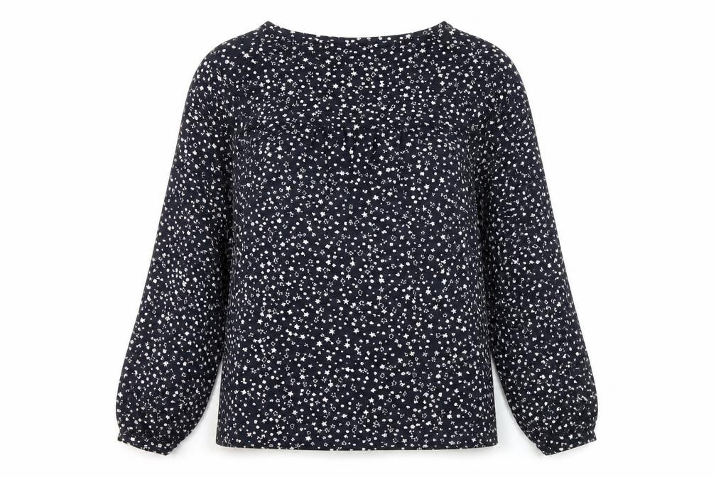 Joules Women’s Blue Star Long Sleeve Blouse, Size 6