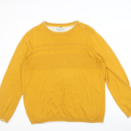 Racing Green Men's Yellow Crew Neck Jumper L