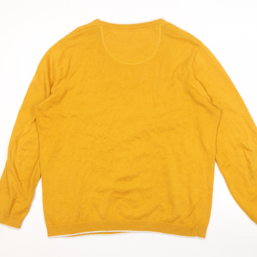 Racing Green Men's Yellow Crew Neck Jumper L