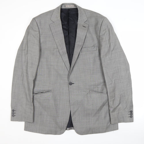 Jeff Banks Men's Grey Check Blazer Size 44 for Business