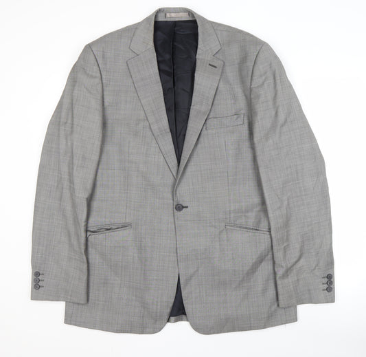 Jeff Banks Men's Grey Check Blazer Size 44 for Business