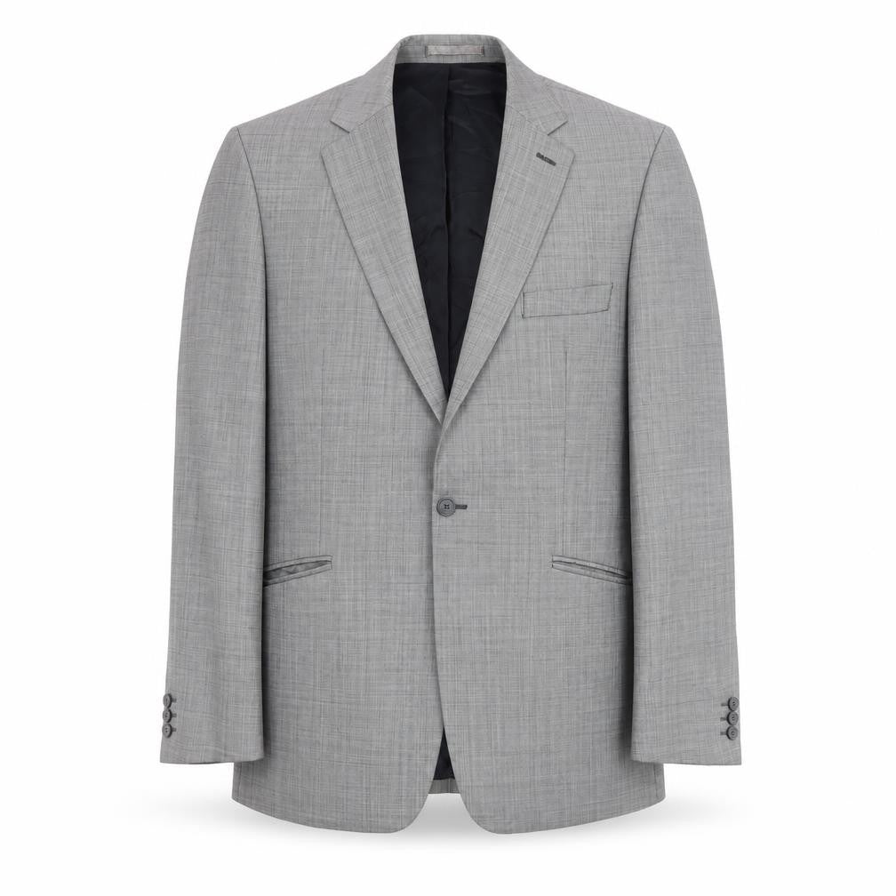Front view of Jeff Banks Men's Grey Check Blazer, size 44, for Business
