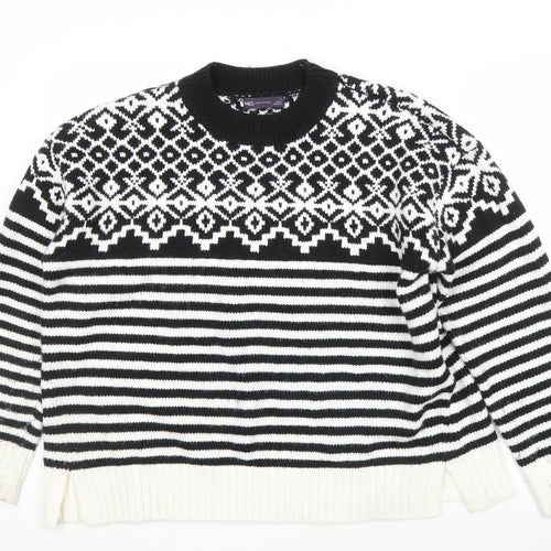 Marks and Spencer Women's Black Fair Isle Jumper L