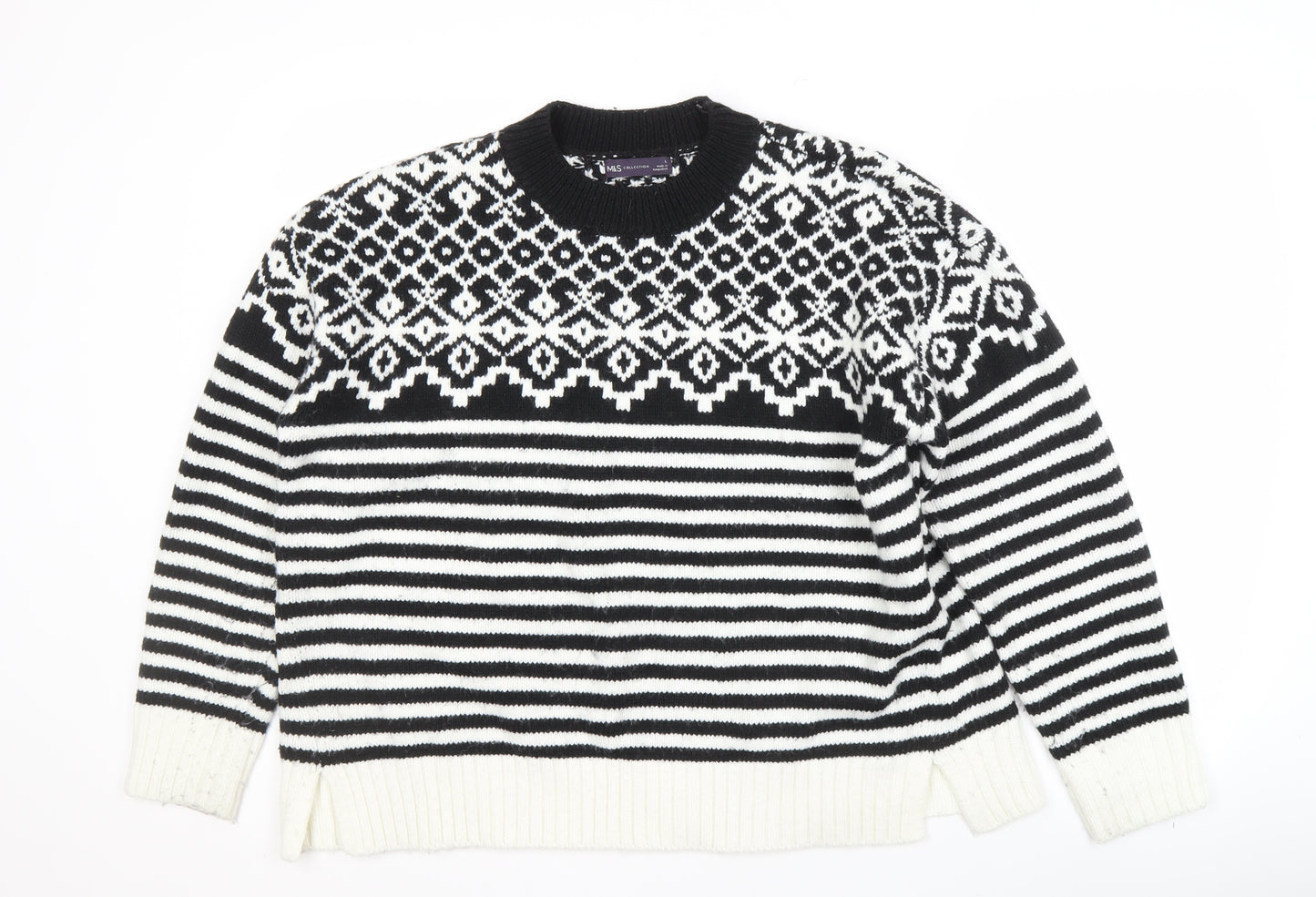 Marks and Spencer Women's Black Fair Isle Jumper L