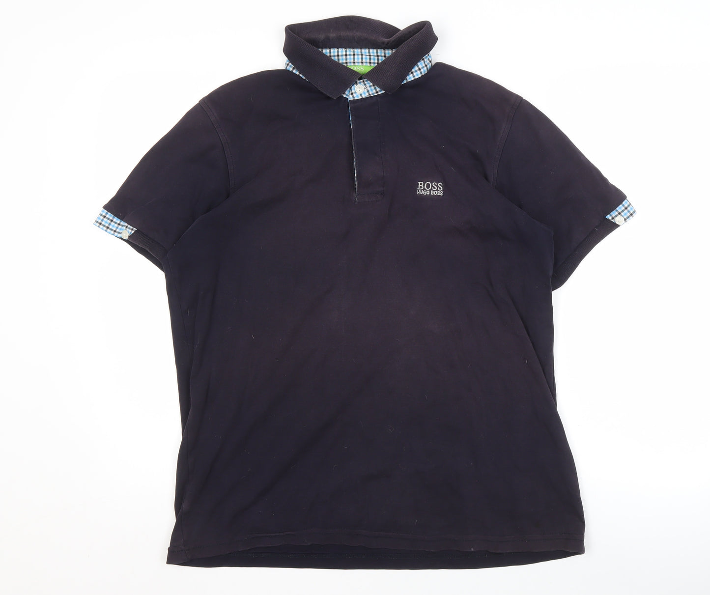 Hugo Boss Men's Black Check Polo Shirt L