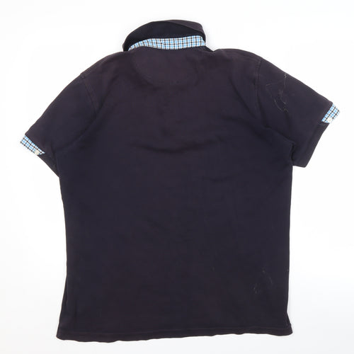 Hugo Boss Men's Black Check Polo Shirt L