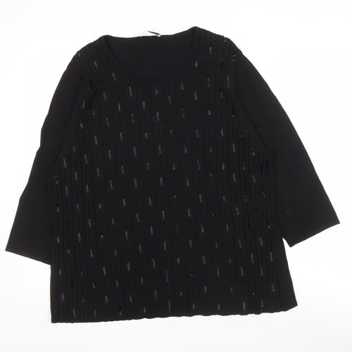 Windsmoor Women's Black 3/4 Sleeve Top, Size L