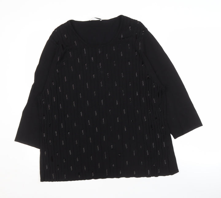 Windsmoor Women's Black 3/4 Sleeve Top, Size L