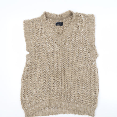 ASOS DESIGN Men's Beige Knit Sleeveless Vest S