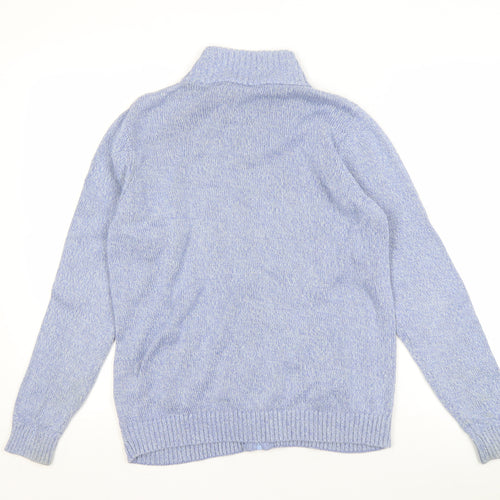Isle Women's Blue Cotton Full Zip Knit Jumper Medium