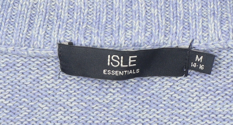 Isle Women's Blue Cotton Full Zip Knit Jumper Medium