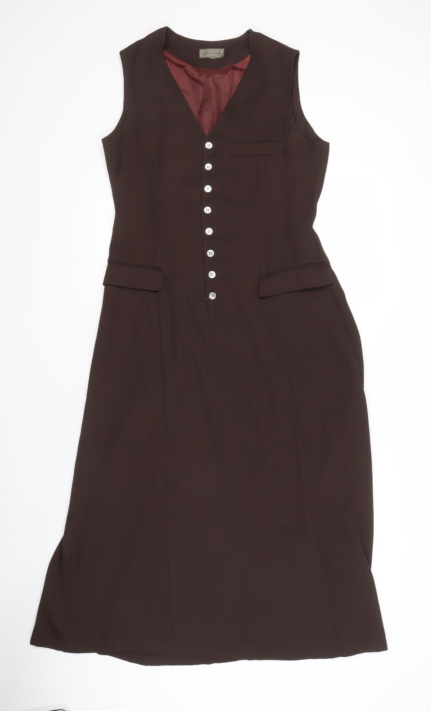 Jigsaw Women's Brown Shift Dress S Sleeveless