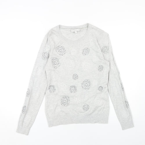 RJR John Rocha Women's Grey Floral Pullover Jumper, Size 12