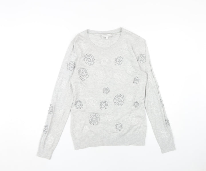 RJR John Rocha Women's Grey Floral Pullover Jumper, Size 12