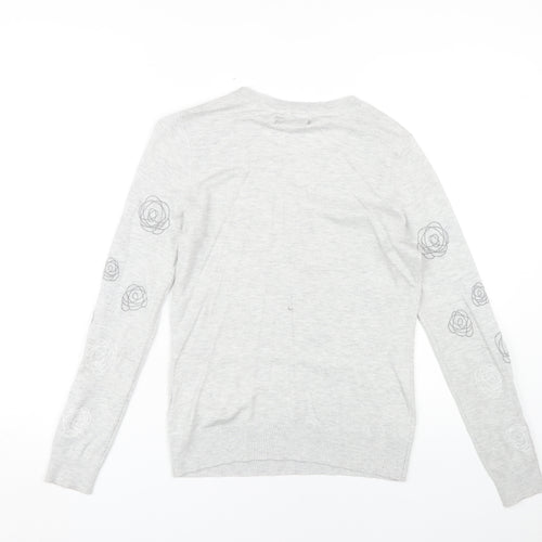 RJR John Rocha Women's Grey Floral Pullover Jumper, Size 12