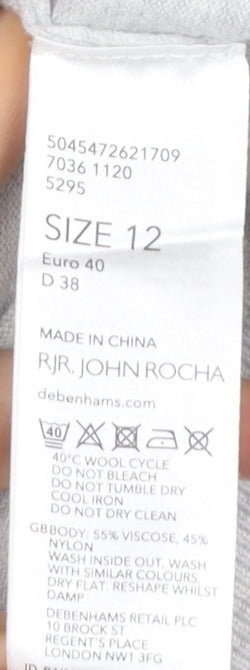 RJR John Rocha Women's Grey Floral Pullover Jumper, Size 12