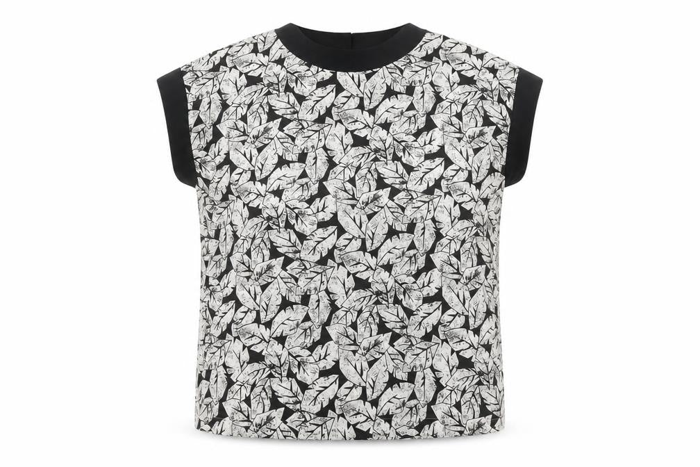 Front view of Eastex Women’s Black Floral Blouse, size UK 12, Regular