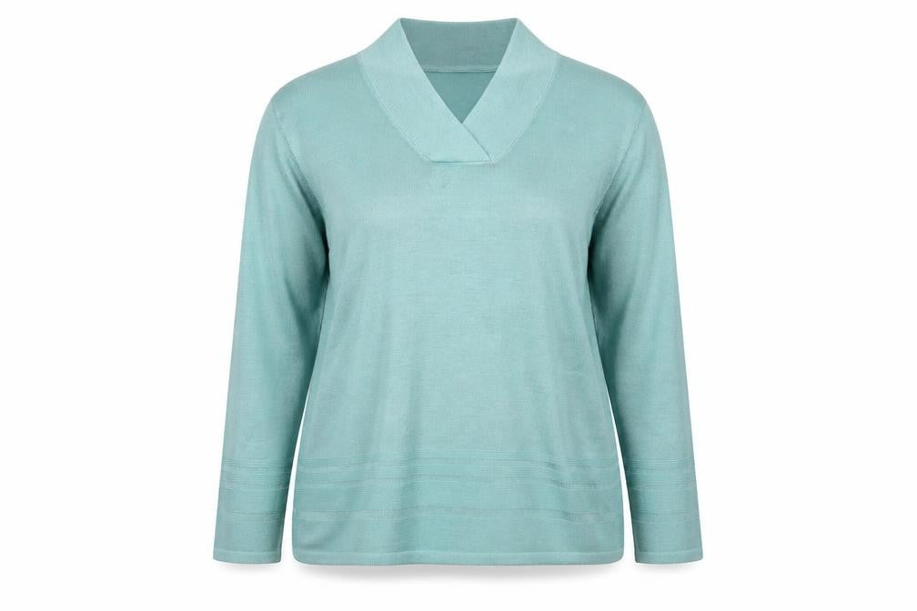 Front view of Eastex Women's Blue Collared Jumper, size 16