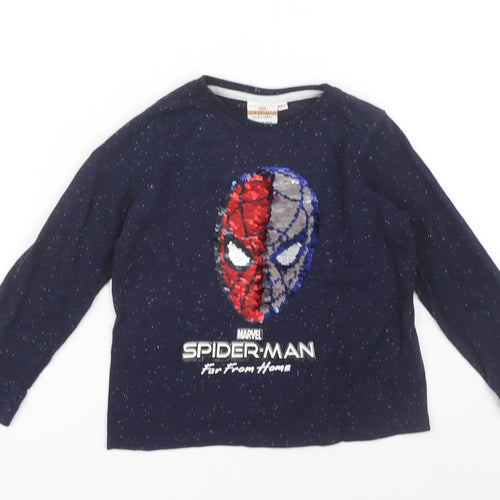 Marvel Spider-Man Boys Blue Graphic T-Shirt 5-6Y, Long Sleeve