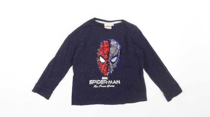 Marvel Spider-Man Boys Blue Graphic T-Shirt 5-6Y, Long Sleeve