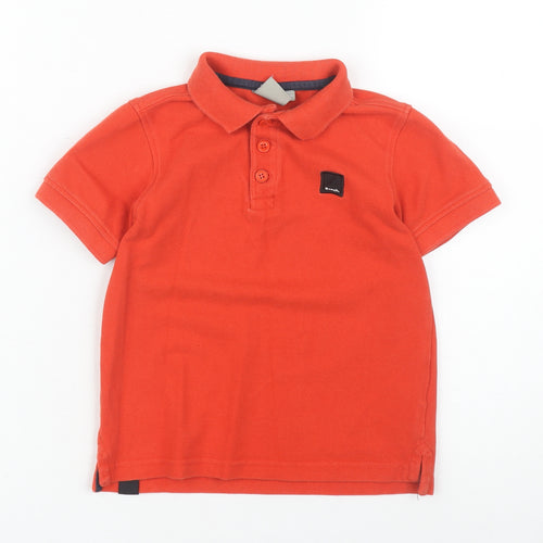 Bench Boys Orange Polo Shirt, Size 5-6, Cotton Logo Accent