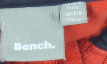 Bench Boys Orange Polo Shirt, Size 5-6, Cotton Logo Accent