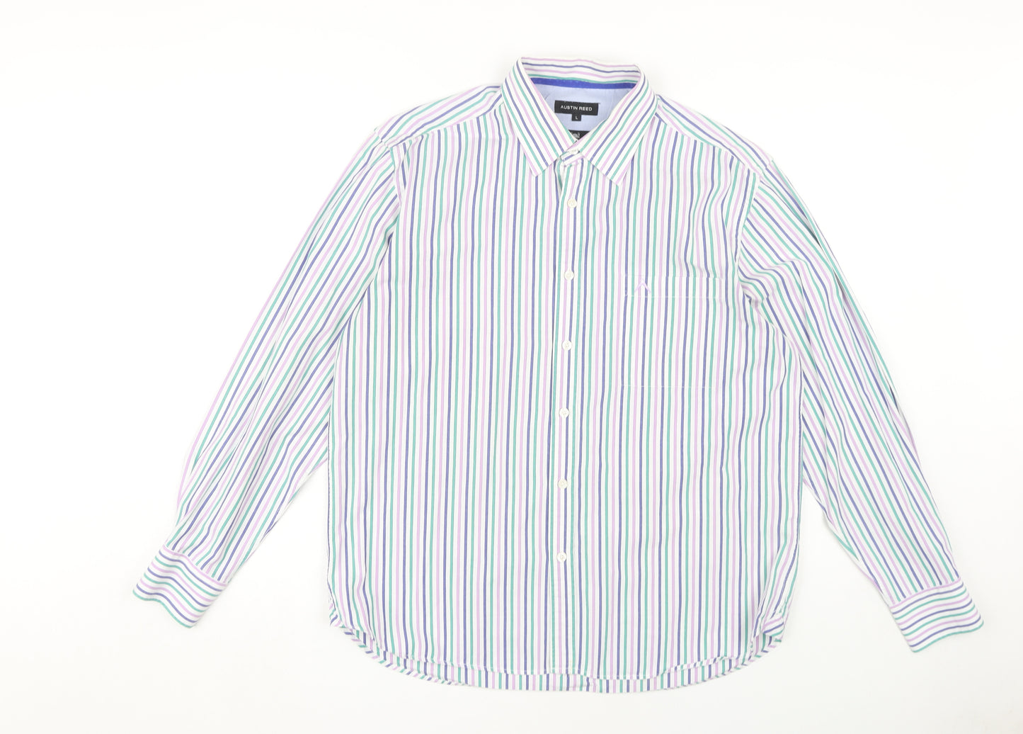 Austin Reed Men's Multicoloured Striped Dress Shirt L