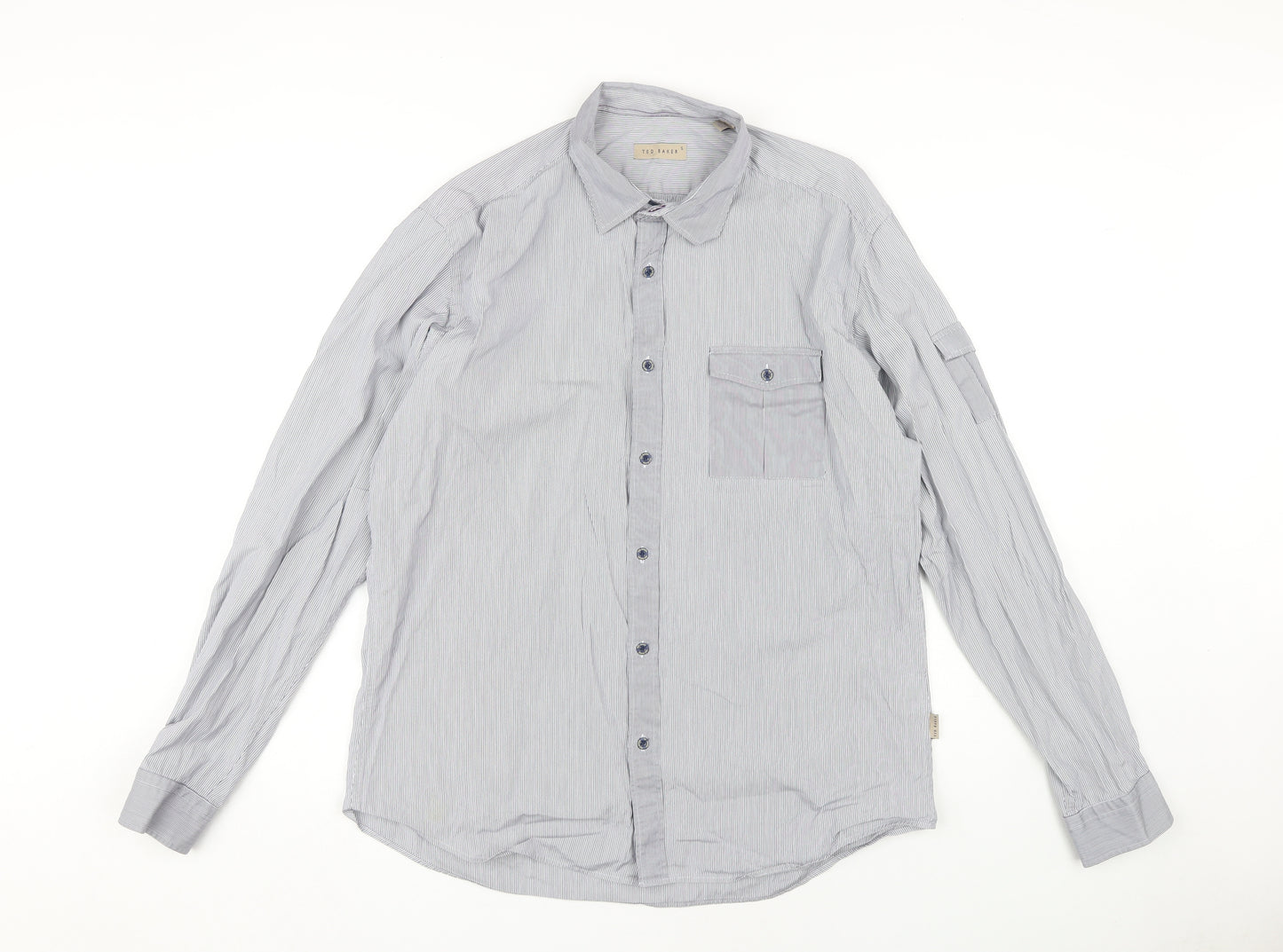 Ted Baker Men's Grey Pinstripe Dress Shirt Size 16
