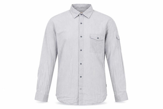 Front view of Ted Baker Men's Grey Pinstripe Dress Shirt, size 16