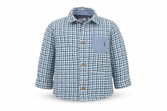 Front view of Jasper Conran Junior boys’ multicoloured check button-up 6-9m
