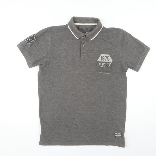Jack & Jones Men's Grey Polo Shirt, Short Sleeve Casual