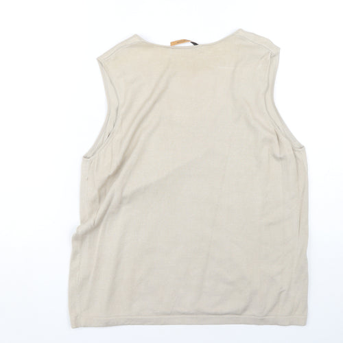 Windsmoor Beige Floral Embroidered Women's Tank, Size L